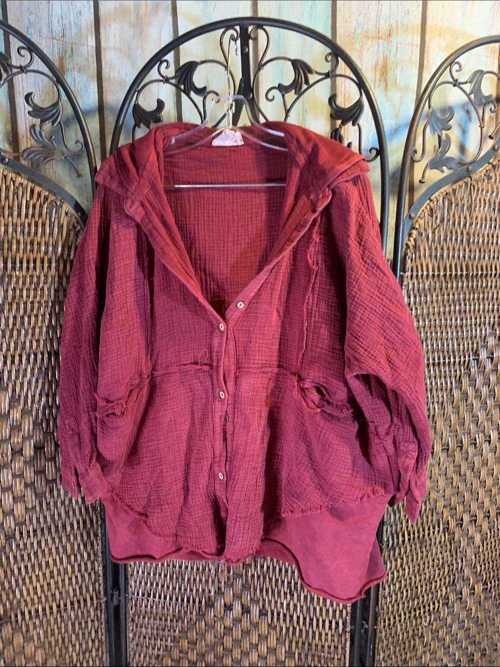Oli & Hali Red Waffle Material Oversized Hoodie Size S